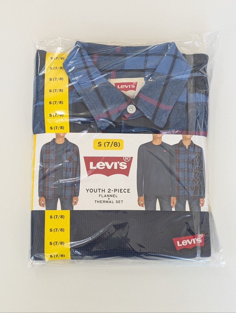 Levi's Boy's Blue Flannel And Shirt Set